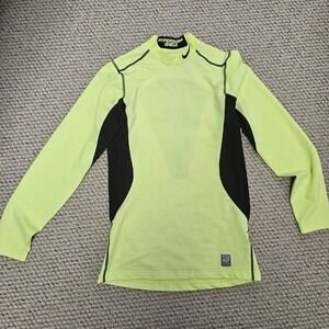 Nike Pro Small Combat Hyperwarm Baselayer Shirt Fitted Dri Fit Yellow